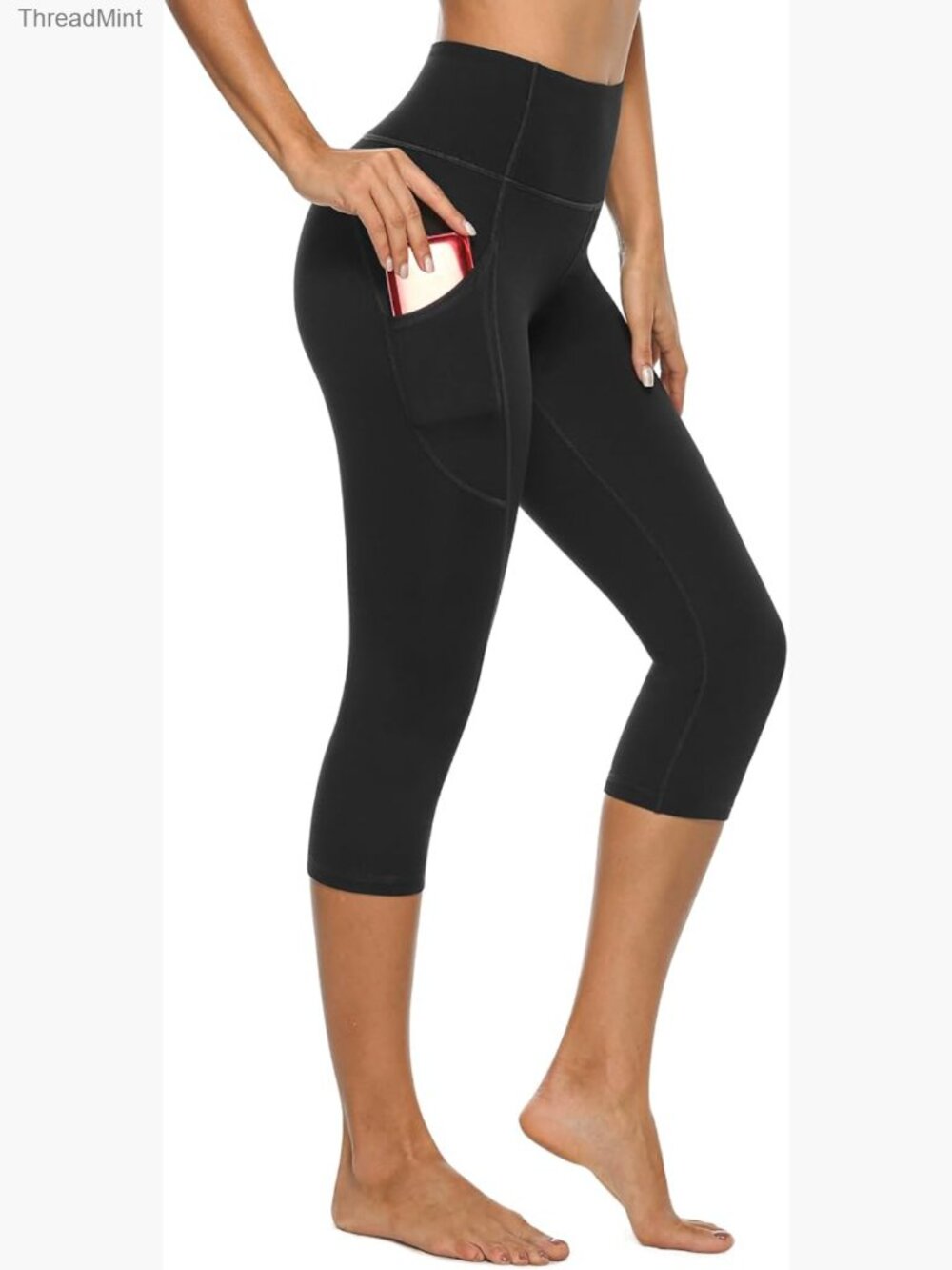 Capri Yoga Pants with Pockets High Waisted Leggings for Workout